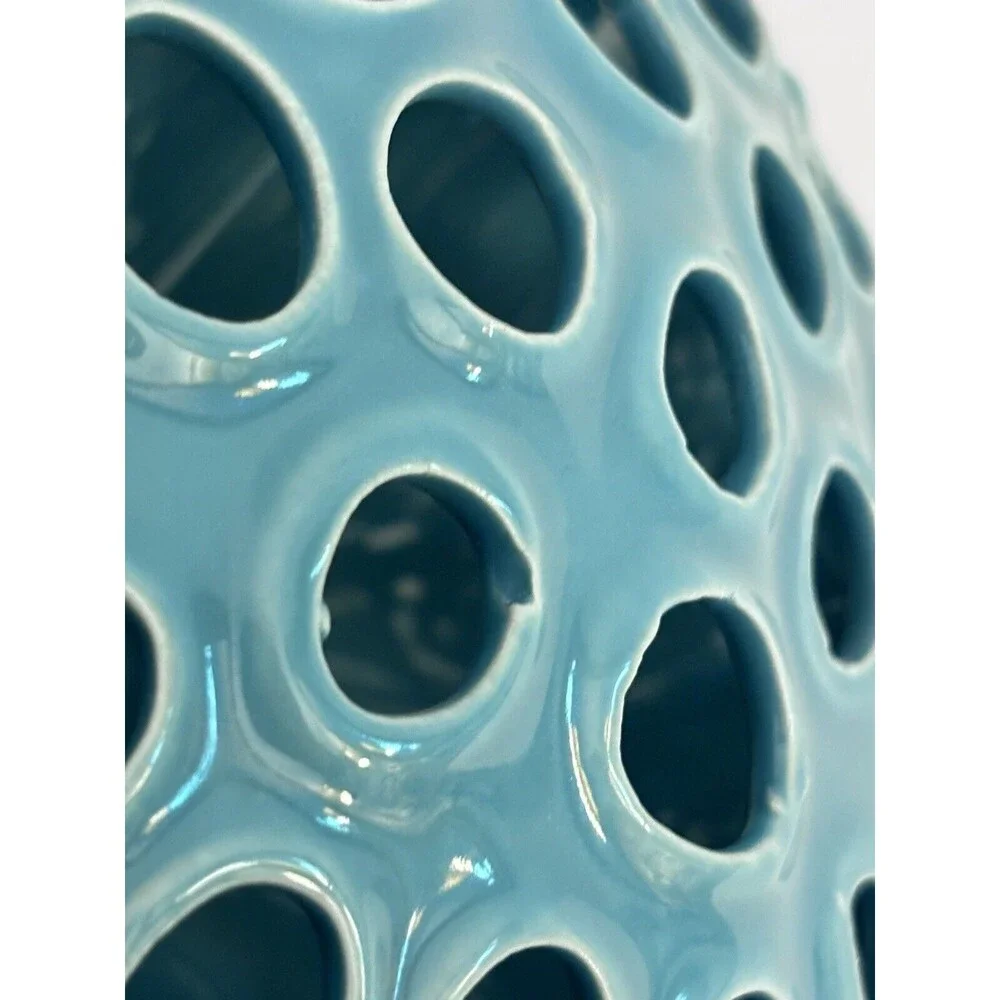 Discontinued Des Pots Turquoise Glazed Lotus Seed Pod Vase